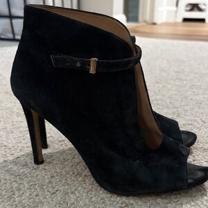 Ann Taylor Black Peep-Toe Heeled Boots
